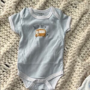 Lila&jack  Blue Bodysuit with Yellow Bus Print